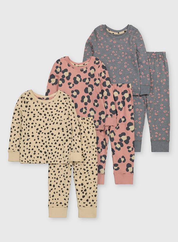Leopard Print Snuggle Fit Pyjamas 3 Pack - 1.5-2 years
